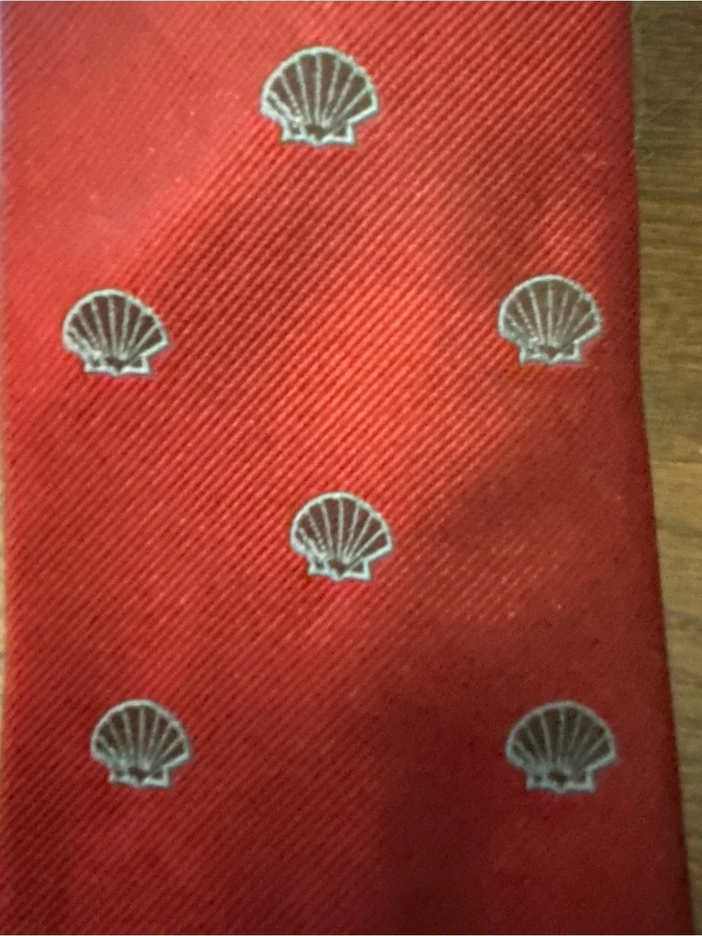 Vintage Christian Dior Shell Print Silk Necktie Red USA Made Designer Tie